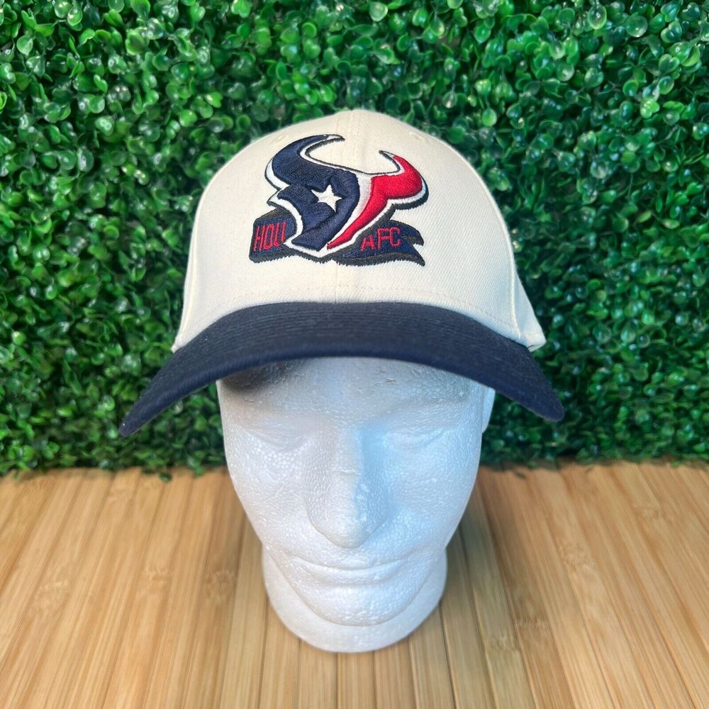 Men's Houston Texans New Era Cream/Navy Sideline 39THIRTY 2-Tone Flex Hat Sz M/L